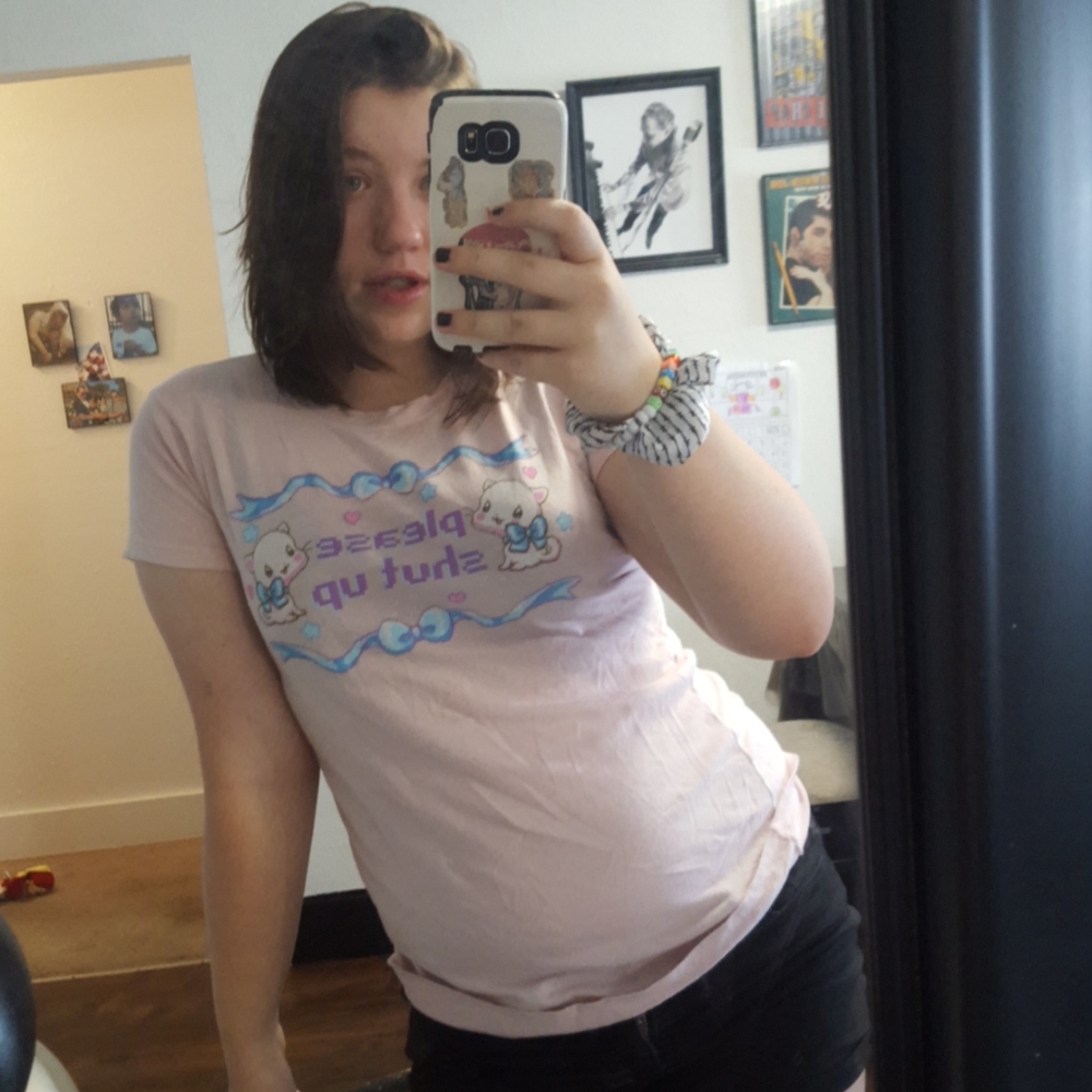 Hot Topic kawaii Please Shut Up T-shirt